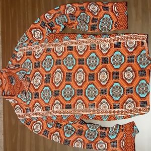 Talbots Full Button Down Patterned Shirt Size M